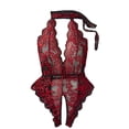 thumbnail image 1 of Levmjia Lingerie Set Lace Teddy Bodysuit One Piece Lingerie For Women Solid Color Soft Sheer Mesh Sleepwear Romantic Valentines Day Gift, 1 of 9