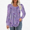thumbnail image 1 of Levmjia Long Sleeve Shirts For Women Fall Women's Casual Fashion Loose Pleated Crew-Neck Printed Long-Sleeved Tops, 1 of 5
