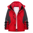 thumbnail image 1 of Levmjia Men's 3-in-1 Detachable Hooded Jacket 100% Polyester Twill Windbreaker Color-Block Outdoor Workwear Coat Waterproof Hiking Raincoat Multi-Functional Zippered Parka S-3XL, 1 of 3