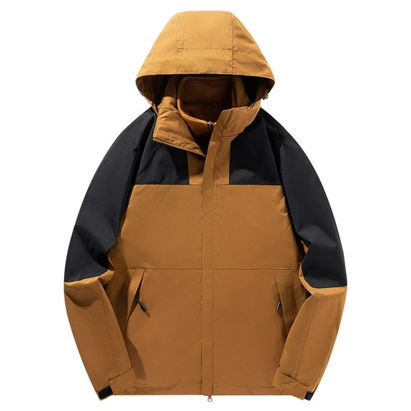 Levmjia Men's 3-in-1 Waterproof Jacket with Detachable Hood Windproof Rain Coat Thermal Lined Hiking Ski Jacket with Zippered Pockets Sizes S-5XL