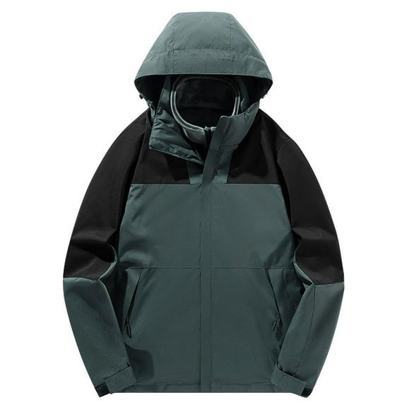 Levmjia Men's 3-in-1 Waterproof Jacket with Detachable Hood Windproof Rain Coat Thermal Lined Hiking Ski Jacket with Zippered Pockets Sizes S-5XL