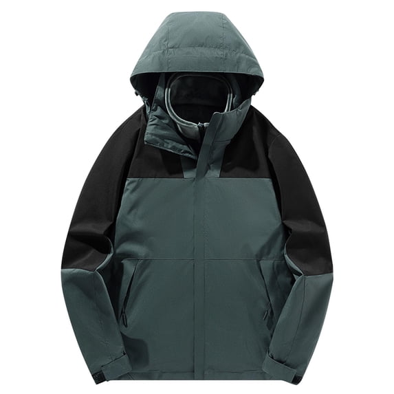 Levmjia Men's 3-in-1 Waterproof Jacket with Detachable Hood Windproof Rain Coat Thermal Lined Hiking Ski Jacket with Zippered Pockets Sizes S-5XL