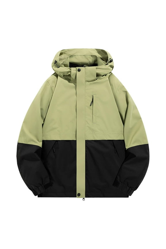 Men's 3-in-1 Waterproof Windbreaker Jacket Detachable Thermal Lining Hooded Windproof Rain Jacket Outdoor Hiking Coat with Zippered Pockets Sizes S-5XL