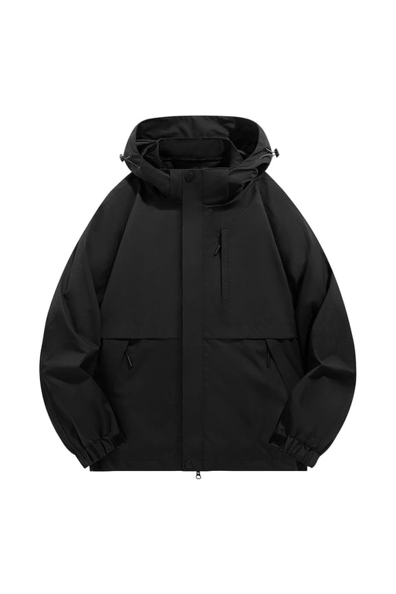 Men's 3-in-1 Waterproof Windbreaker Jacket Detachable Thermal Lining Hooded Windproof Rain Jacket Outdoor Hiking Coat with Zippered Pockets Sizes S-5XL