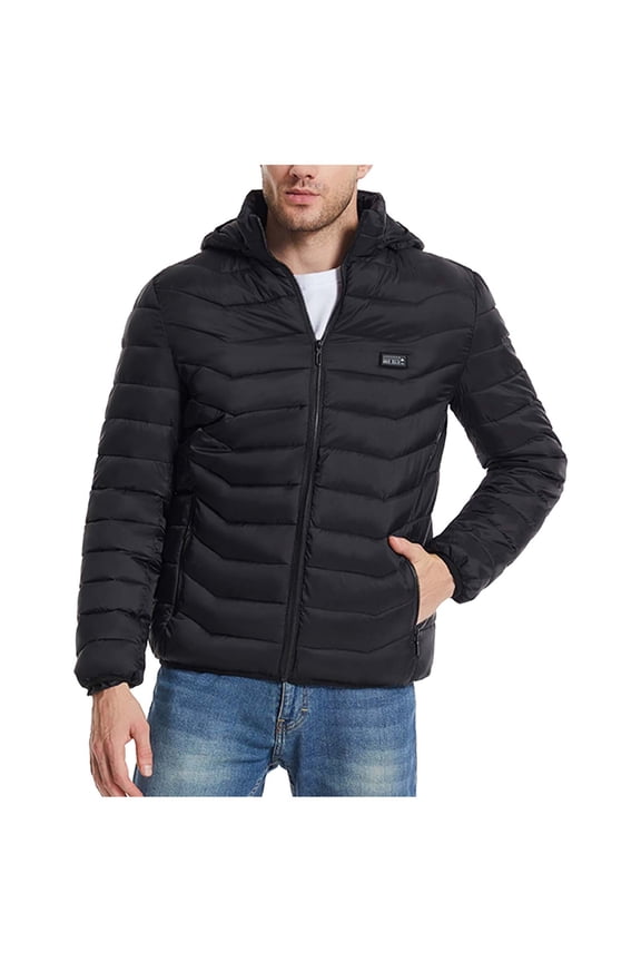 Men's 4-Control 19-Zone Heated Jacket USB Charging Winter Coat Windproof Nylon Spandex Hooded Parka Lightweight Thermal Outdoor Jacket Electric Heating Zip-Front Coat S-4XL
