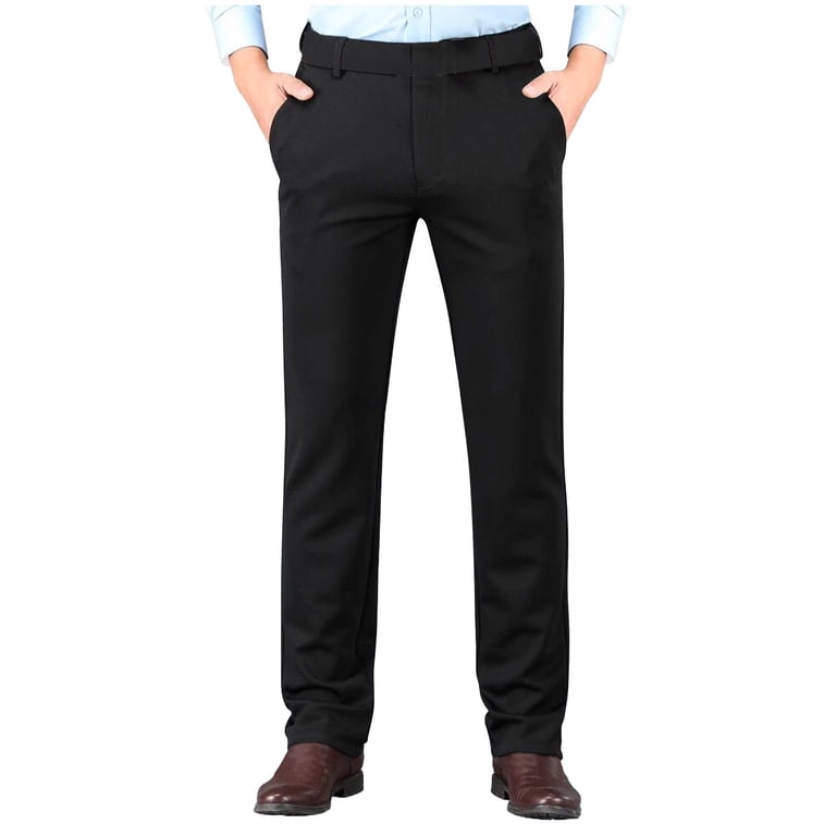 Levmjia Men's Business Casual Pants Summer Office Trousers Polyester Dress Pants Slim Fit Formal Wear Breathable Work Pants Size 29-40, Women's, Black