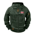 thumbnail image 1 of Levmjia Men's Canadian Flag Embroidered Workwear Hoodie 100% Polyester Japanese Sweatshirt Multi-Pocket Athletic Zip Up Raglan Sleeve Jacket S-4XL Army Green, 1 of 7