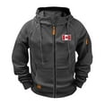 thumbnail image 1 of Levmjia Men's Canadian Flag Embroidered Workwear Hoodie 100% Polyester Japanese Sweatshirt Multi-Pocket Athletic Zip Up Raglan Sleeve Jacket S-4XL Dark Gray, 1 of 9
