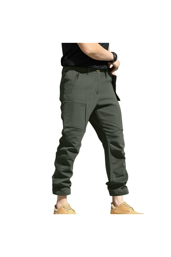 Men's Cargo Joggers with Zipper Pockets Nylon Spandex Utility Pants Matte Finish Workout Trousers Multi-Pocket Streetwear Pants M-5XL