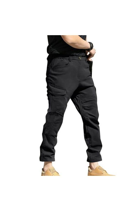 Men's Cargo Pants Multi-Pocket Work Pants Nylon Spandex Matte Utility Trousers Streetwear Casual Joggers Elastic Waist Solid Color Pants M-5XL
