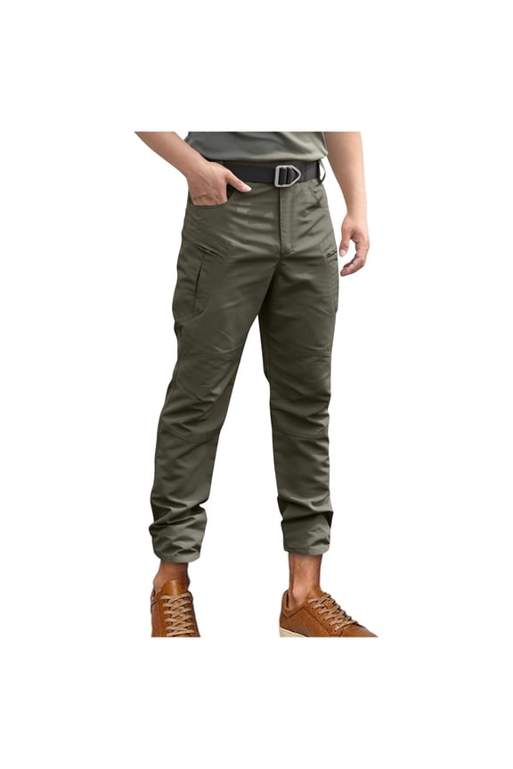 Men's Cargo Pants Waterproof Work Trousers Nylon Spandex Outdoor Pants Multi-Pocket Tactical Pants Olive Green Utility Trousers S-3XL Size Range