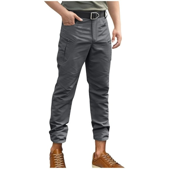 Levmjia Men's Cargo Pants Waterproof Work Trousers Nylon Spandex Outdoor Pants Multi-Pocket Tactical Pants Olive Green Utility Trousers S-3XL Size Range