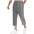 thumbnail image 1 of Levmjia Men's Casual 9-Inch Pants Beach Yoga Pants Quick-Dry Lounge Pants Elastic Waist Drawstring Short Pants for Men M-4XL Crinkle Fabric, 1 of 7