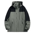 thumbnail image 1 of Levmjia Men's Color Block Jacket Detachable Hood Windproof Water-Resistant Coat Outdoor Jacket Zippered Pockets Sportswear Drawstring Hood Rain Jacket Hiking Casual Wear M-5XL, 1 of 5