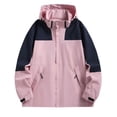 thumbnail image 1 of Levmjia Men's Color Block Jacket Detachable Hood Windproof Water-Resistant Coat Outdoor Jacket Zippered Pockets Sportswear Drawstring Hood Rain Jacket Hiking Casual Wear M-5XL, 1 of 5