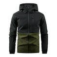thumbnail image 1 of Levmjia Men's Color-Blocked Work Jacket Waterproof Reflective Strip Windbreaker Fleece Lined Outdoor Coat Polyester Hiking Jacket S-2XL Army Green, 1 of 5
