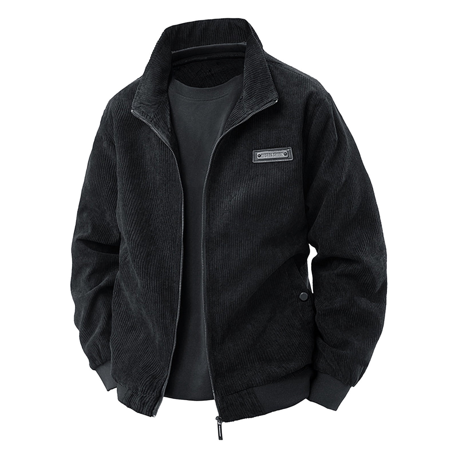 Levmjia Men's Corduroy Jacket Sherpa Lined Zip Up Flip Collar ...