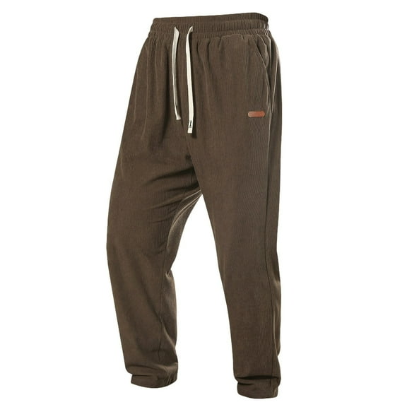 Levmjia Men's Corduroy Joggers Elastic Waist Casual Pants 98% Cotton 2% Spandex Blend Loose Fit Trousers S-2XL