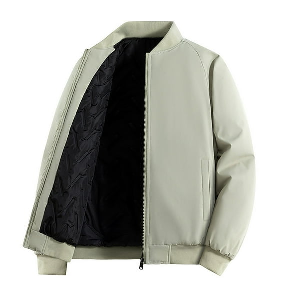 Levmjia Men's Cotton Padded Jacket Warm Winter Coat Casual Outerwear Solid Color Round Neck Long Sleeve Plus Size M-4XL Lightweight Comfortable Mint Green