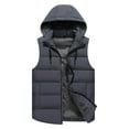 thumbnail image 1 of Levmjia Men's Detachable Hood Vest Quilted Waistcoat Cotton Puffer Vest Sleeveless Jacket Winter Hoodie Vest Stand Collar Vest Outdoor Vest Sizes L-5XL, 1 of 3