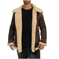 thumbnail image 1 of Levmjia Men's Faux Shearling PU Leather Jacket Zip Front Collared Coat Winter Warm Casual Outerwear Long Sleeve No Hood Top Soft Lined Stylish Wear S-5XL, 1 of 6