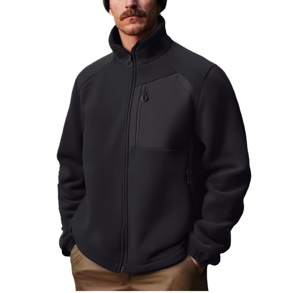 Levmjia Men's Fleece Jacket Zip-Up Fleece Jacket Stand Collar Fleece Mens Big and Tall Fleece Warm Fleece Jacket Outdoor Fleece Casual Jacket Sizes M to 5XL