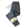 thumbnail image 1 of Levmjia Men's Fleece-Lined Jogger Pants Thermal Winter Sweatpants Elastic Waist Drawstring Trousers Zipper Pocket Casual Pants Black Solid Color Warm Pants XS-2XL, 1 of 3