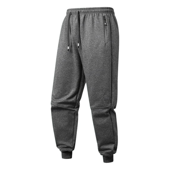 Levmjia Men's Fleece Lined Joggers Thermal Winter Pants with Zipper Pocket Elastic Waist Cuffed Ankle Sweatpants Polyester Sport Trousers S-3XL