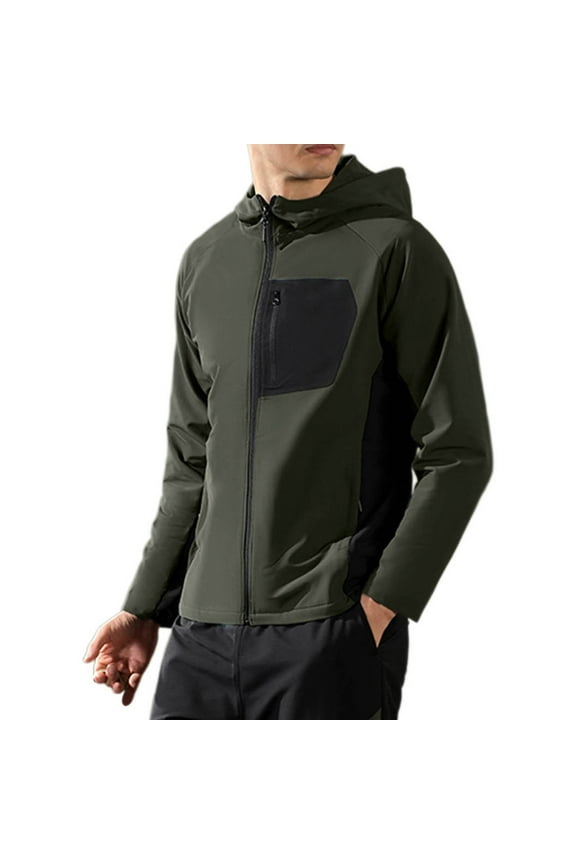 Men's Hiking Jacket Water-Resistant Outdoor Hooded Windbreaker Nylon Spandex Sportswear Lightweight Casual Coat Multiple Pockets M-4XL Green