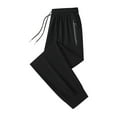 thumbnail image 1 of Levmjia Men's Jogger Pants Elastic Waist Loose Fit Drawstring Sweatpants Nylon Spandex Athletic Pants Side Zipper Pocket Sportswear Solid Color Casual Trousers Sizes M-5XL, 1 of 5