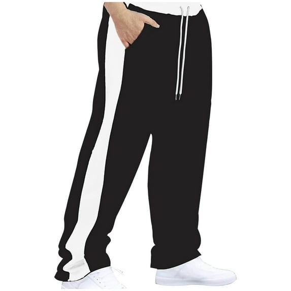 Levmjia Men's Jogger Pants with Side Stripes Athletic Sweatpants Nylon Spandex Summer Casual Trousers with Drawstring Elastic Waist Sport Pants Solid Color Men's Pants S-3XL