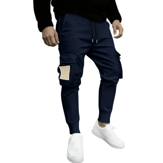 Levmjia Men's Jogger Pants with Drawstring Waist Elastic Cuff Sweatpants Polyester Casual Trousers Solid Color Sport Pants S-3XL