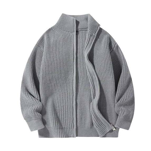 Levmjia Men's Knit Cardigan Stand Collar Sweater Jacket Zip Up Casual Coat Knitting Cotton Cardigan Men's Loungewear Lightweight Sweater Sizes M-2XL