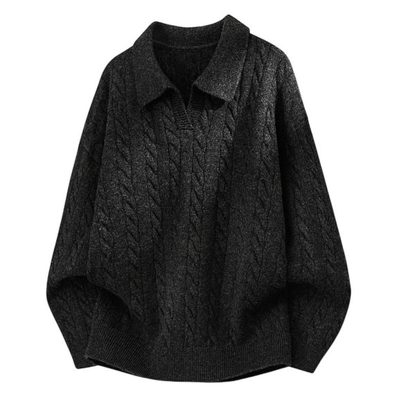 Levmjia Men's Knit Sweater Winter Warm Sweater Turn-Down Collar Sweater Polyester Material Loose Fit Sweater Casual Knitwear Sizes M-3XL