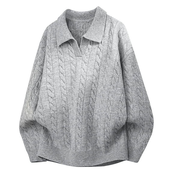 Levmjia Men's Knit Sweater Winter Warm Sweater Turn-Down Collar Sweater Polyester Material Loose Fit Sweater Casual Knitwear Sizes M-3XL