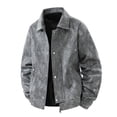 thumbnail image 1 of Levmjia Men's Light Blue Work Jacket Vintage Style Denim-Look Polyester Windproof Breathable Zip Front Utility Jacket with Multiple Pockets Casual Coat Sizes M-4XL, 1 of 8