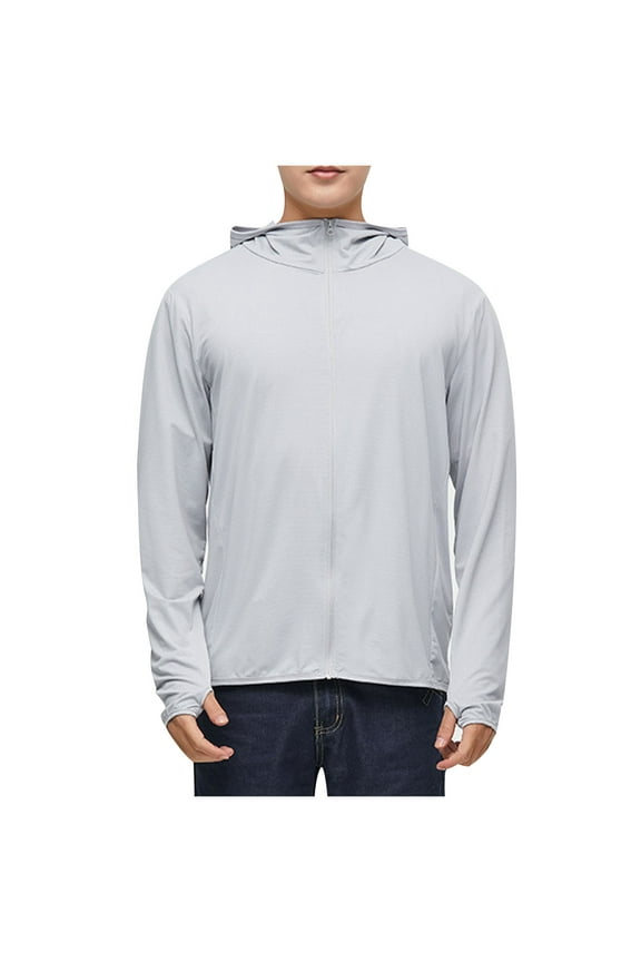 Men's Lightweight Hooded Jacket Summer Sun Protection Windbreaker Nylon Spandex Outdoor Coat Breathable Fishing Jacket UPF50+ Hoodie M-4XL