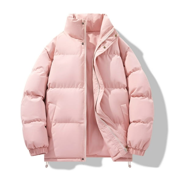 Levmjia Men's Lightweight Puffer Jacket Stand Collar Zip Front Coat Solid Color Quilted Jacket 100% Polyester Twill Casual Winter Outerwear Warm Sporty Jacket Sizes S to 4XL