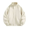 thumbnail image 1 of Levmjia Men's Nylon Stand Collar Jacket Snap Button Pocket Casual Coat Lightweight Zippered Windbreaker Solid Color Long Sleeve Outerwear Durable No-Hood Top M-3XL, 1 of 3