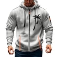 thumbnail image 1 of Levmjia Men's Palm Tree Print Workwear Jacket Japanese Sweatshirt Multi-Pocket Hooded Zip Up Casual Streetwear Athletic Coat S-4XL Multiple colors to choose from Gray, 1 of 2