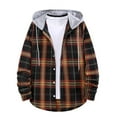 thumbnail image 1 of Levmjia Men's Plaid Print Loose-Fit Hooded Jacket Polyester Cotton Flannel Shacket Button-Up Drawstring Casual Coat Soft Breathable Long Sleeve Outerwear Trendy Streetwear Top S-2XL, 1 of 3