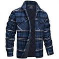 thumbnail image 1 of Levmjia Men's Plaid Shirt Jacket Quilted Lined Polyester Cotton Blend Button Down Collar Casual Wear Long Sleeve Pocketed Top Winter Warm Flannel Outerwear S-5XL, 1 of 3