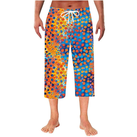 Levmjia Men's Plaid Sleep Pants Elastic Waist Lounge Pants Casual Capri Pajama Bottoms Home Wear Short Pants Soft Cotton-like Pajamas Sizes M-3XL