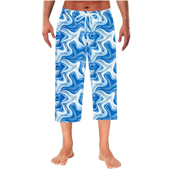 Levmjia Men's Plaid Sleep Pants Elastic Waist Lounge Pants Casual Capri Pajama Bottoms Home Wear Short Pants Soft Cotton-like Pajamas Sizes M-3XL