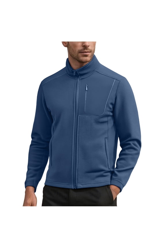 Men's Sherpa Jacket Zip Up Fleece Jacket Stand Collar Sherpa Liner Jacket Mens Polar Fleece Coat Soft Warm Jacket Casual Outdoor Sizes XS-3XL