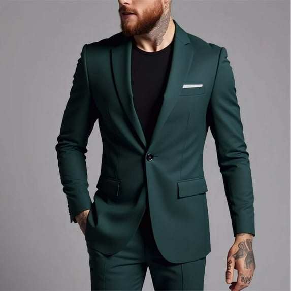 Levmjia Men's Single-Breasted Blazer One-Button Suit Jacket Wedding Party Blazer Notch Lapel Sport Coat Business Casual Jacket Solid Color Formal Wear Sizes S to 3XL