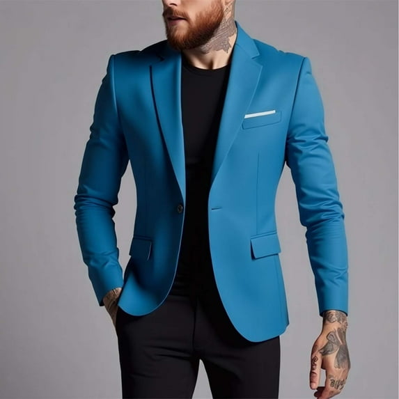 Levmjia Men's Single-Breasted Blazer One-Button Suit Jacket Wedding Party Blazer Notch Lapel Sport Coat Business Casual Jacket Solid Color Formal Wear Sizes S to 3XL