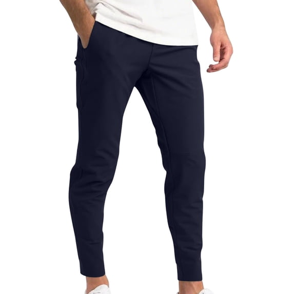 Levmjia Men's Slim Fit Ankle Pants Cotton Stretch Casual Trousers Breathable Skinny Fit Pants Elastic Waist Comfort Fit Solid Color Ankle-Length Bottoms XS-2XL