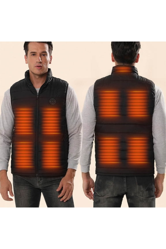 Men's Smart Heated Vest 9-Zone Heating Jacket Adjustable Temperature Waistcoat Quick Heat Technology Stand Collar Zipper Vest Rechargeable Battery Heating S to 4XL