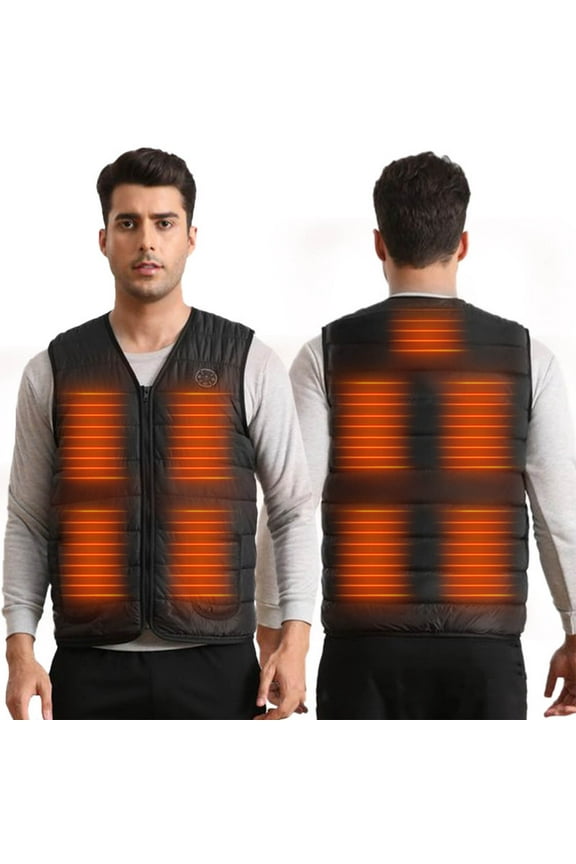 Men's Smart Heated Vest 9-Zone Heating Technology Adjustable Temperature Control Quick Heat Function V-Neck Sleeveless Jacket Zippered Pockets S-4XL
